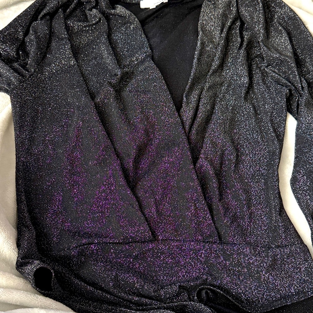 Ten Sixty Sherman Black and Purple Shimmer Bodysuit